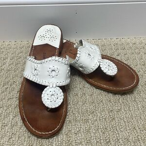 Jack Rogers Sandals White Leather Palm Beach Preppy 8